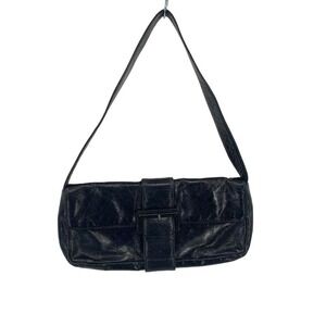 HOBO Black Patent Leather Shoulder Bag Purse Flap Mini Bag Y2K VTG Vintage 2000s